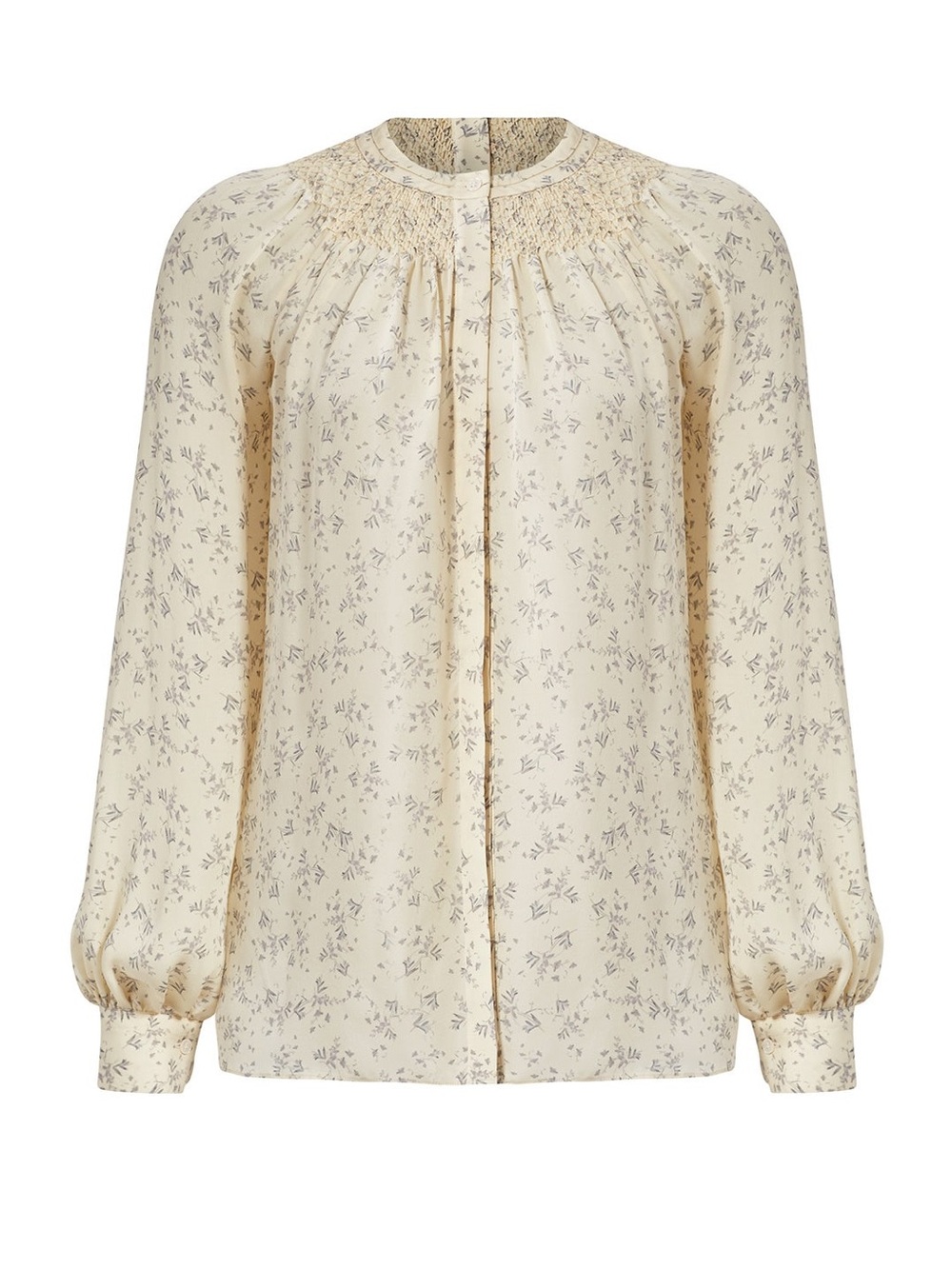 Vince 100% silk cream floral button down blouse, oversized small
